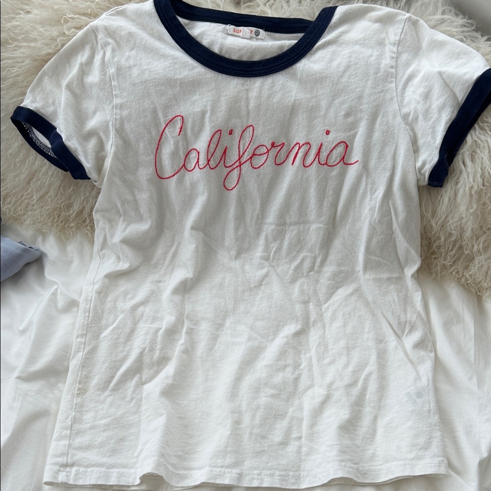 California Sundry White and Blue T-Shirt sz1
